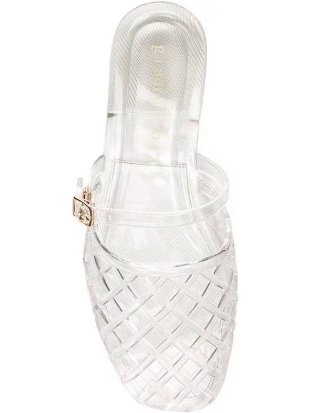 Gianni Bini Jayne Jelly Woven Mary Jane Flat Mules – Clear – Size 8